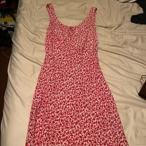 Red floral midi dress